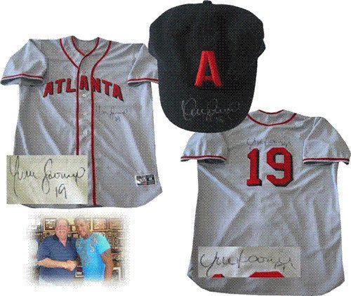 Yunel Escobar Autographed/Hand Signed 2009 Game Used Throwback Atlanta Braves Jersey & Hat