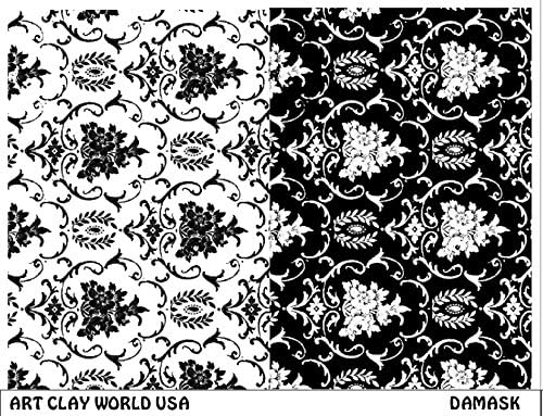 Art Clay World USA Low Relief Texture Plate Damask Design - 1 Pc.