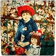 100% Luxurious Charmeuse Silk Pierre-Auguste Renoir's "On the Terrace" Hand Rolled Edges Square Scarf Shawl