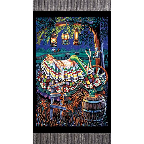 Princess on a Pea Around the World Pairie Panel Black Fabric By The Yard