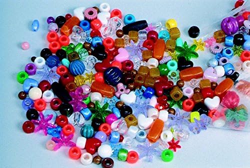 School Smart Assorted Shapes Plastic Bead Mix - 1 pound - Assorted Colors