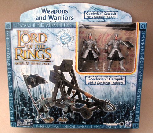 2003 - New Line / Play Along - Lord of the Rings : Armies of Middle Earth - Gondorian Catapult & 2 Gondorian Soldiers - Weapons & Warriors - Battle Scale Figures - Out of Production - Limited Edition - Collectible