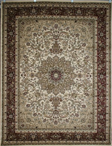 Cream Traditional Isfahan Wool Persian Area Rugs 13x16