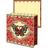 Red Gold Butterfly Brooch Note pad, Jeweled Mini Notepad, Punch Studio