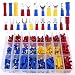 Glarks 355pcs 22-16/16-14/12-10 Gauge Mixed Quick Disconnect Electrical Insulated Butt Bullet Spade Fork Ring Solderless Crimp Terminals Connectors Assortment Kit