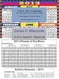 2013 U.S.A. Calendar With Moon Phase Table