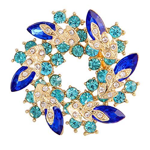 Valdler Fashion Jewelry Fancy Vintage Rhinestone Bling Crystal Bauhinia Flower Brooch Pin