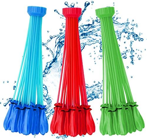 111 Water Balloons 3 Colors - Self Fill All Balloons 60 Seconds - Colors Red, Blue, Green - Pre Tied