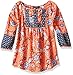 My Michelle Girls' Big Printed Blouse with Contrast Sleeve Hem and Neckline