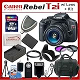 Canon EOS Rebel T2i SLR Digital Camera Kit with Canon EF-S 18-55mm f/3.5-5.6 IS II Autofocus Lens + SSE Pro Pack: Includes - 64GB SDHC Class 10 Memory Card, Card Reader, 3 Piece Filter Kit, Carrying Case, Wireless Remote, Flash, Replacement LP-E8 Battery, Tulip Lens Hood, Travel Charger and more...