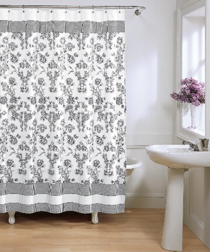 Toile Cotton Blend Fabric Shower Curtain - 70 x 72 inch
