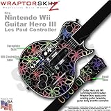 Kearas Flowers on Black Skin by WraptorSkinz TM fits Nintendo Wii Guitar He ....