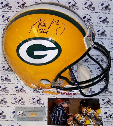 Aaron Rodgers Autographed/Hand Signed Green Bay Packers Authentic Helmet