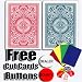 KEM Red Blue Arrow with Free Cut Cards and Texas Hold'em Button Kit