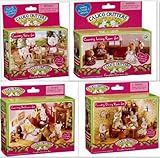 Calico Critters Country Furniture 4 Sets Bedroom, Patio, Dining & Living Rooms