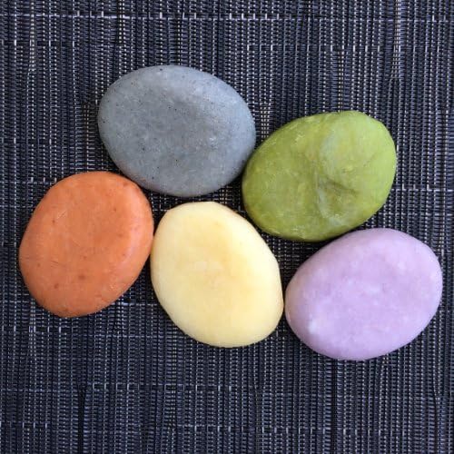 Natural Handmade Rock Soap, Set of 5 Soaps (Black Rice, Green Seaweed, Lavender, Lemongrass & Peach)