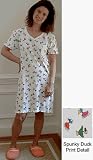 RocketWear Women's Spunky Duck Short Sleeve Cotton Knit Dress/Sleepshirt