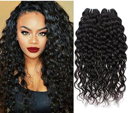 Allove Brazilian Virgin Hair Water Wave Human Hair 4 Bundles Wet and Wavy Human Hair Weave Brazillian Natural Wave Bundles Natural Black (10inch 4pcs)