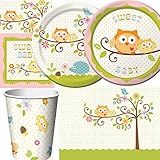 Creative Converting Happi Tree Party Supplies Pack Including Cups, Plates, Napkins, and a Table Cover for 16 Guests.
