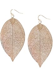 Humble Chic Women's Filigree Leaf Earrings Lightweight Cutout Oversized Dangles