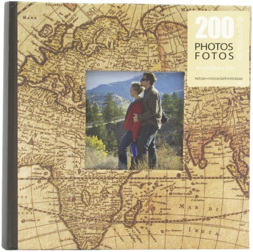 Pinnacle Frames and Accents Antique Map 200-Pocket Travel Photo Album