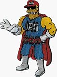 The Simpsons - Duffman Standing with Beer Belt - Embroidered Iron On or Sew On Patch