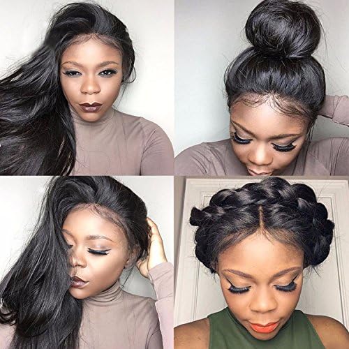 Yazi Hair Lace Front Wigs for Black Women Straight Human Hair Long Lace Front Wig (20inch with 130% density natural color)