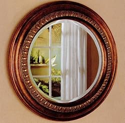 30" Bronze Finish Frame Round Beveled Wall Mirror By Coaster Furniture