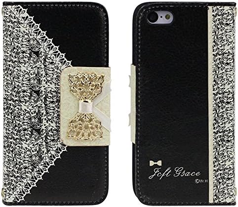 Meily(TM) Black Fresh Cute Flip Wallet Leather Case Cover for iPhone 5C