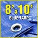 8' X 10' Blue Multi-Purpose 6-mil Waterproof Poly Tarp Cover 8x10 Tent Shelter Camping Tarpaulin by Grizzly Tarps