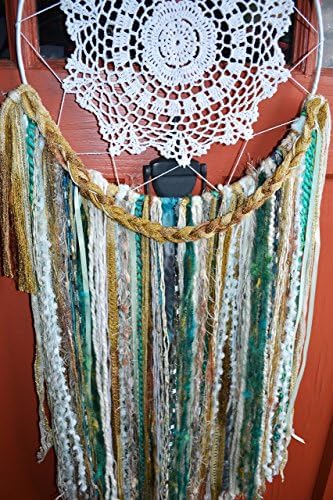 13 inch Dreamcatcher, White,Cream, Gold and Teal Braid