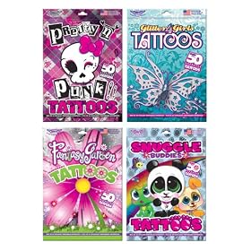 Savvi Girls Tattoo Assortments 1 Glitter 4Girls, 1 Fantasy Garden, 1 Pretty N Punk and 1 Snuggle Buddies Tattoo Bags Savvi Girls Tattoo Assortments - 1 Glitter 4Girls, 1 Fantasy Garden, 1 Pretty 'N Punk and 1 Snuggle Buddies Tattoo Bags