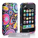 Yousave Accessories TM Mehrfarbig Schwarz Rot Rosa Gelb Quellen Silikon - Gel Schutzh�lle F�r Das Apple iPhone 3 / 3G / 3GS Mit Displayschutzfolie und Graues Micro-Faser Poliertuchvon "Yousave Accessories"