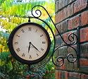 Bracket Mounted Outdoor Swivel Clock and Thermometer -31.5cm