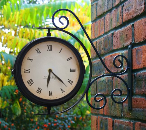 Drehbare Gartenuhr mit Thermometer
