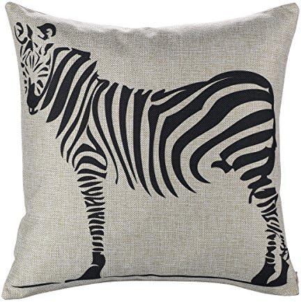 UTPO 18X18 Inch Cotton Linen Deer Zebra Animals Home Decorative Throw Pillow Covers Cushion Cover Pillowcases Couple Love Pillow Sham