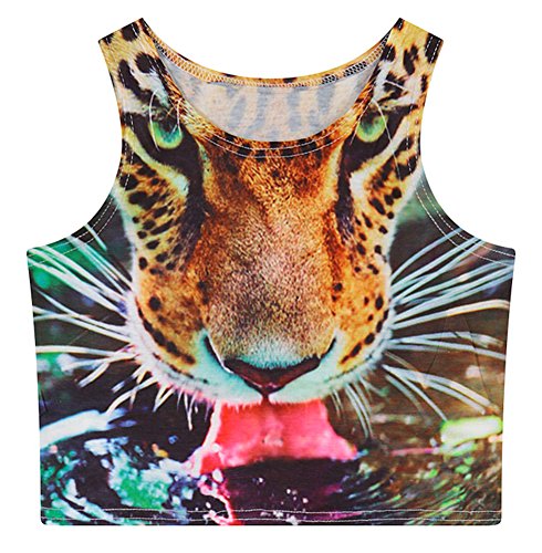 Women s multi digital printed crop vest tank tops (tiger)