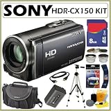 Sony HDR-CX150 16GB Flash Memory High Definition Handycam® Camcorder with 3MP Still Image Capture and 25x Optical Zoom featuring a 2.7-inch Widescreen LCD in Black + 8GB Deluxe Accessory Kit