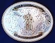 Bride and Groom Belt Buckle, 2010, with Enamel Filled Engraving