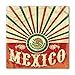 Mexican Bandana by Ambesonne, Retro Pop Art Style Mexico Calligraphy with Tribal Classic Icon on Grunge Image, Printed Unisex Bandana Head and Neck Tie Scarf Headband, 22 X 22 Inches, Multicolor