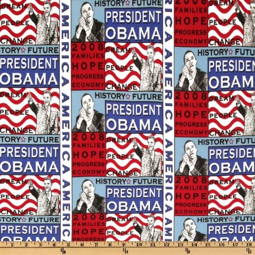 45'' Wide President Obama History Collage Multi Fabric By The Yard
