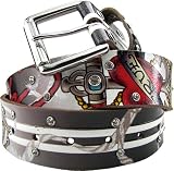 Ed Hardy Black Sailor True Love Rhinestones Snap on Belt