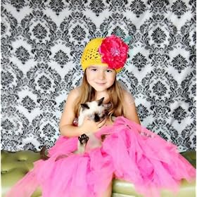 Photography Background Damask Cloth Backdrop Black and White Mod 5x9 (Inch) Feet