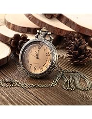 Youyoupifa Antique Case Vintage Brass Rib Chain Quartz Pocket Watch