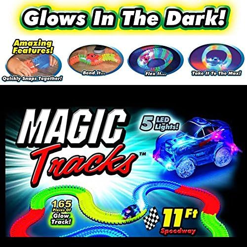 Magic Tracks with 1 Race Car | As Seen on TV | 165 Piece Glowing Track Set (165 Piece)