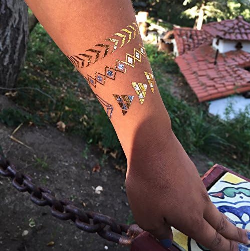 Gold and Silver Temporary Metallic Tattoos, Like Flash Tats - 1 Sheet