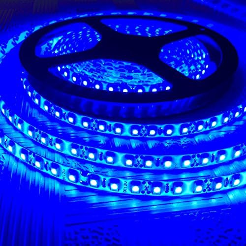 DC 12V Flexible LED Strip Lights, LED Tape, Waterproof IP65, 600 Units SMD 3528 LEDs, Blue, Light Strips, High Brighter, 16.4ft/5m, 120leds/meter, Free from US directly!