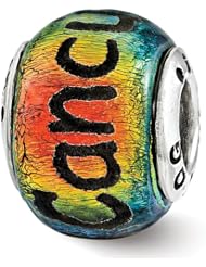 Sterling Silver Reflections Cancun Orange Dichroic Glass Bead