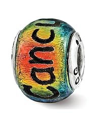 Sterling Silver Reflections Cancun Orange Dichroic Glass Bead