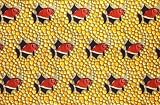 キテンゲ アフリカの布 『アフリカの魚と泡 (黄×オレンジ)』 縦約105cm×横200cm No.96